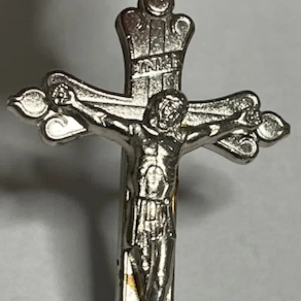 Silver-Toned Metal Jesus Crucifix Cross Keychain Pendant Charm Providence1.5